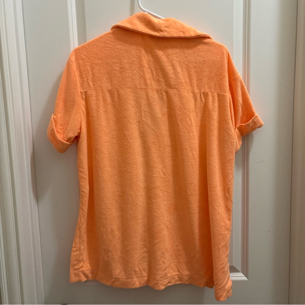 Show me your Mumu Orange Terry Cloth 2pc Shorts Set Beachy Coastal Summer - Picture 5 of 6